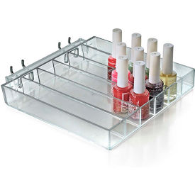 6 Compartment Nail Polish Tray, 8.625"W x 1.25"H x 7.5"D, CLR - Pkg Qty 2