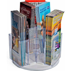 Revolving Brochure Holder with 6 Pockets, 4"W x 7"H, Clear, 1-Pack