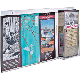 Wall Mount Acrylic Sign Holder with Trifold Brochure Pocket 16"W x 11"H - Pack of 2