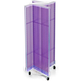 Pinwheel Pegboard Display With Wheel Base, 13.5"W x 44"H, Purple, 1 Piece