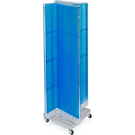 Pinwheel Pegboard Display with Wheel, 16"W x 60"H, Blue, 1 Pc
