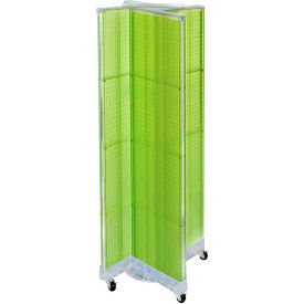 Pinwheel Pegboard Display with Wheels, 16"W x 60"H, Green, 1 Piece