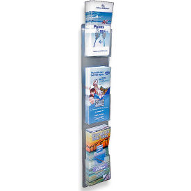 Wall Mount Brochure Holder with 3 Pockets, 5.5"W x 26"H, CLR - Pkg Qty 2