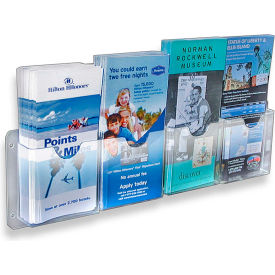 Wall Mount Brochure Holder with 4 Pockets, 18.75" Wide x 5.5" High, Clear - Package Quantity 2