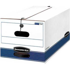 Stor/File Legal Boxes with String & Button Closure, 24"L x 15"W x 10"H, White & Blue