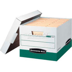 Letter/Legal Storage Boxes, 15"L x 12"W x 10"H, White & Green