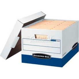 Letter/Legal Storage Boxes, 15"L x 12"W x 10"H, White & Blue