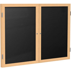 Enclosed Letter Board - 2 Door - Black Letterboard with Oak Frame - 48" x 60"