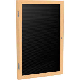 Enclosed Letter Board - 1 Door - Black Letterboard with Oak Frame - 24" x 18"