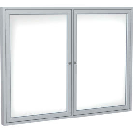 Enclosed Whiteboard, 2 Door, 48"W x 36"H, White Porcelain w/Silver Frame