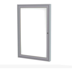 Enclosed Whiteboard, 1 Door, 30"W x 36"H, White Porcelain with Silver Frame