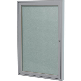 Enclosed Bulletin Board, Outdoor, 1 Door, 30"W x 36"H, Silver Vinyl/Silver Frame