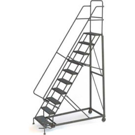 10 Step Grip Strut 600 Lb. Cap. Heavy Duty Steel Rolling Ladder