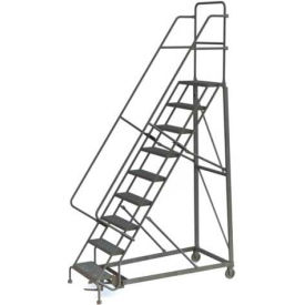 9 Step Perforated Strut 600 Lb. Cap. Heavy Duty Steel Rolling Ladder