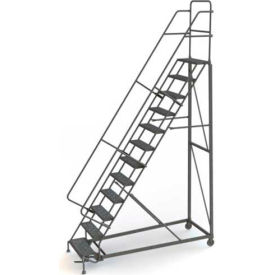 12 Step Perforated Strut 600 Lb. Cap. Heavy Duty Steel Rolling Ladder