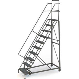 10 Step Perforated Strut 600 Lb. Cap. Heavy Duty Steel Rolling Ladder