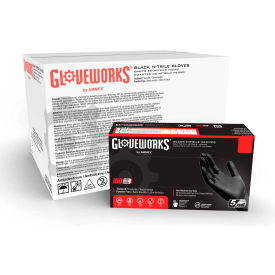 Industrial Grade Nitrile Gloves, Powder-Free, Black, Large, 100/Box