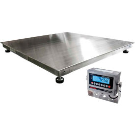 Optima NTEP Stainless Steel Heavy Duty Pallet Scale with LCD Indicator, 4'x4', 5,000lb x 1lb