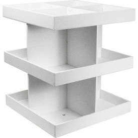 White PVC Triple 360 Degree Rotating Shelf Station, 12"W x 12"D x 15"H