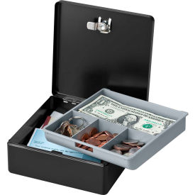 Drawer Safe/Key Box Key Lock, 6-13/16"W x 7"D x 3"H, Black