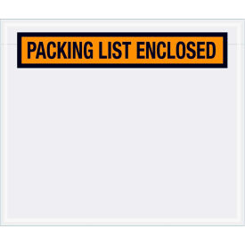 Panel Face Envelopes, "Packing List Enclosed" Print, 6-1/2"L x 5"W, Orange, 1000/Pack