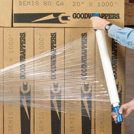Stretch Wrap W/Extended Core Handle, Cast, 80 Gauge, 30"Wx1000'L, Clear