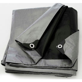 Heavy Duty Tarp 14x14 Weave, 16' x 20' Silver/Black