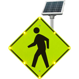 Flashing LED Pedestrian Crossing Sign 36"W, Solar