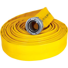 4 Ply Fire Hose, 4" X 50 Ft, 250 PSI, Yellow