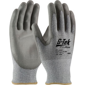 G-Tek CR Polyurethane Gray Grip Gloves W/ HPPE/Glass Liner, Gray Palm/Fingers, M, 12 Pairs