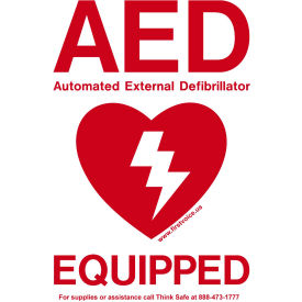 AED Window Door Sticker "AED Equipped", Weatherproof, 10/Pack