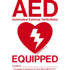 First Voice AED Window Door Sticker "AED Equipped", 10/Pack