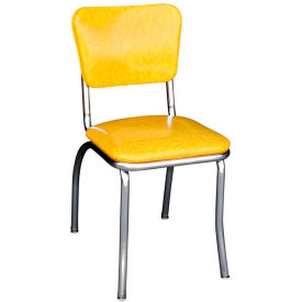 Cracked Ice Yellow Retro Kitchen Chair with 1" Pulled Seat