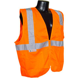 SV2Z Economy Class 2 Mesh Safety Vest W/ Zipper, Hi-Vis Orange, 4XL