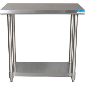 304 Stainless Steel Table, 48 x 24", Adjustable Undershelf, 16 Gauge