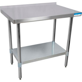 430 Stainless Steel Table, 24 x 18", Galvanized Undershelf, 1-1/2" Backsplash, 18 Gauge