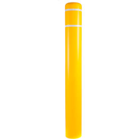 Bollard Cover, 7" Diameter x 52" Height, Yellow with White Tape