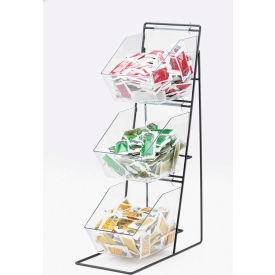 3 Tier Iron Condiment Display with Clear Bins 12"W x 18"D x 22"H