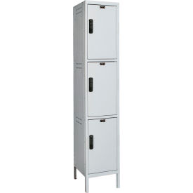 3-Tier 3 Door Laptop/Backpack Locker, 15"W x 21"D x 78"H, Light Gray, Assembled