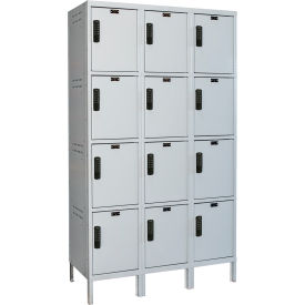 3-Tier 9 Door Laptop/Backpack Locker, 54"W x 21"D x 78"H, Light Gray, Assembled