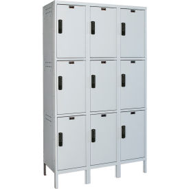 4-Tier 12 Door Laptop/Backpack Locker, 45"W x 21"D x 78"H, Light Gray, Assembled