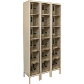 6-Tier 18 Door Safety-View Plus Locker, 36"Wx18"Dx78"H, Tan, Unassembled