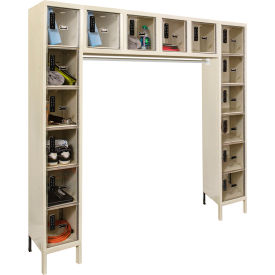 16 Person Safety-View Locker, 72"W x 18"D x 78"H, Tan, Unassembled