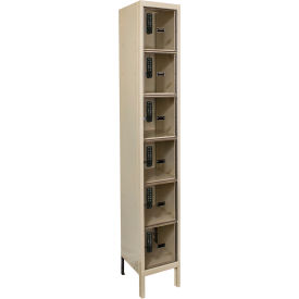 6-Tier 6 Door Safety-View Plus Locker, 12"W x 12"D x 78"H, Tan, Assembled