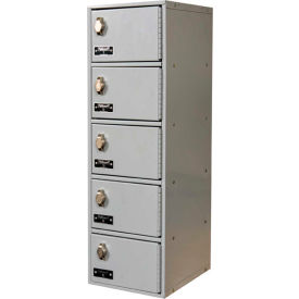 5-Tier 5 Door Tablet/Phone Locker w/ Hasp Lock, 9"Wx12"Dx30-1/2"H, Gray, Assembled