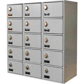5-Tier 15 Door Tablet/Phone Locker w/ Hasp Lock, 27"Wx12"Dx30-1/2"H, Gray, Assembled
