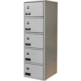 5-Tier 5 Door Tablet/Phone Locker with Key Lock, 9"W x 12"D x 30-1/2"H, Gray, Assembled