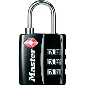 No. 4680DBLK TSA-Accept Combination Zinc Padlock - 1-3/16"W - Black