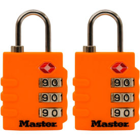No. 4684T TSA-Accept Combination Zinc Padlock 1-3/8"W Assorted Colors - 2-Pack