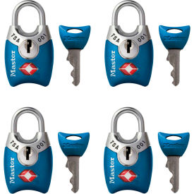 No. 4689Q TSA-Accept Keyed-Alike Metal Padlock 1"W Assorted Colors - 4-Pack